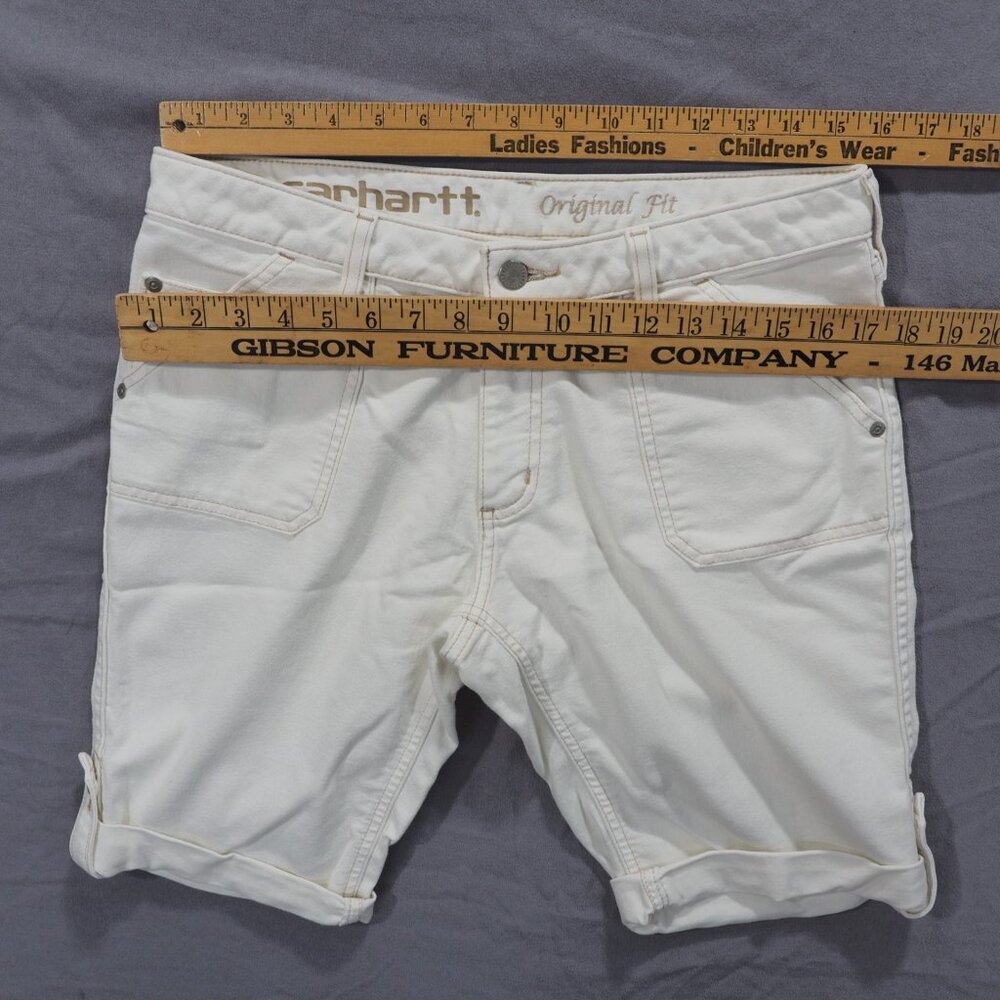 Carhartt Shorts Womens White 10 Bermuda Stretch Work Street Utility WB076 ANW - Picture 4 of 10